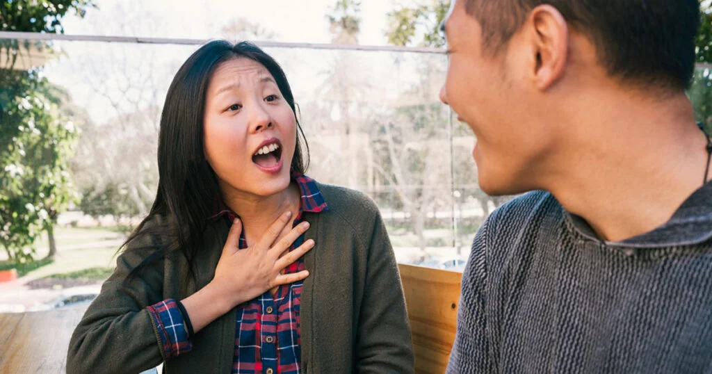 Deaf people lip reading to communicate